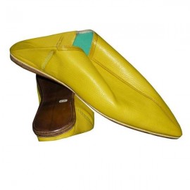 Yellow leather slippers for...