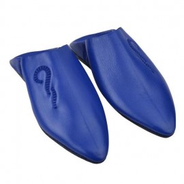 Blue genuine leather slippers