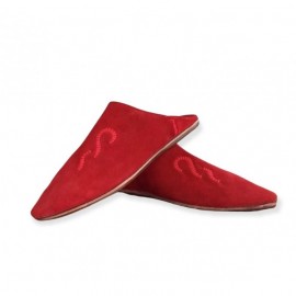 Red genuine leather slippers
