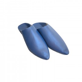 Babouches Bleu en cuir...