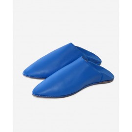 Handmade blue leather slippers