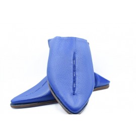 Handmade blue leather slippers