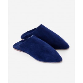Blue suede slippers