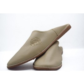 gray genuine leather slippers
