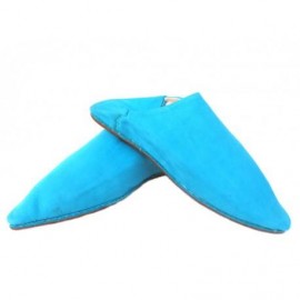 Blue suede slippers