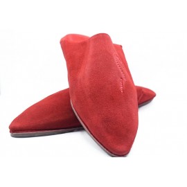 Handmade red suede slippers