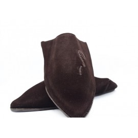 brown genuine leather slipper