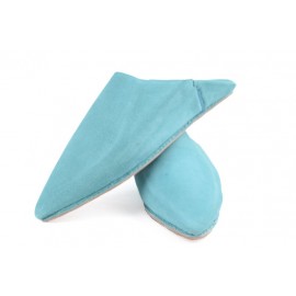 Sky blue suede slippers