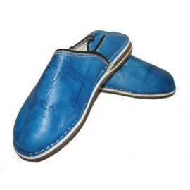 Round blue Berber slippers