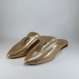 Golden slippers with heels