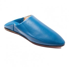 Genuine leather slippers Blue