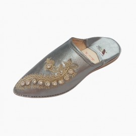Handmade gray chic slippers