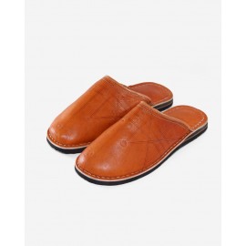 Men's round leather slippers