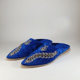 Pohodlné modré semišové papuče