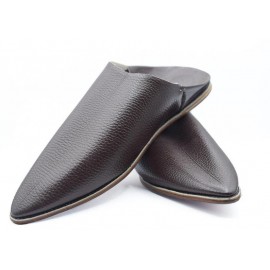 Genuine leather slippers Black