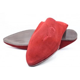Pantofle z pravé červené kůže